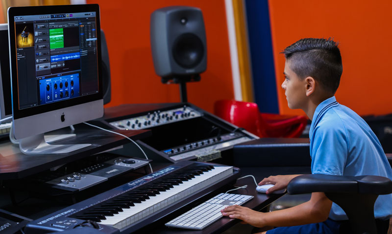 PYP Student in Recording Studio 5