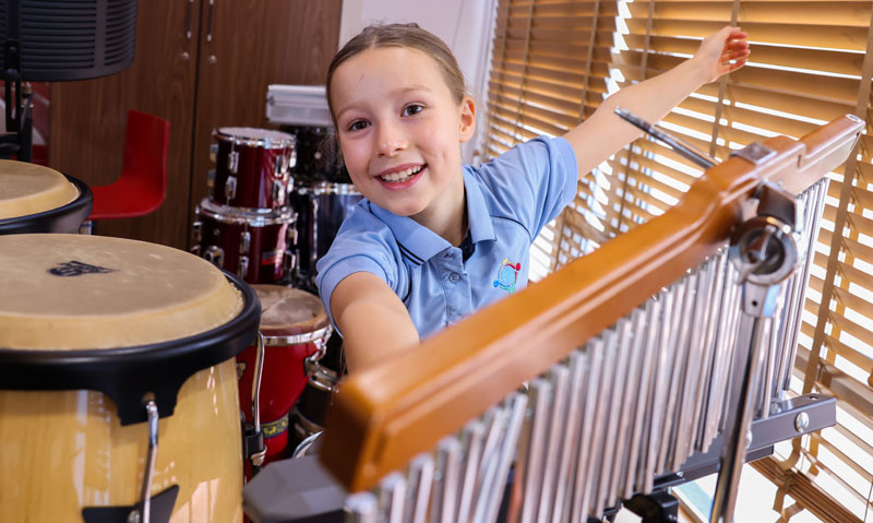 PYP Student in Recording Studio 3