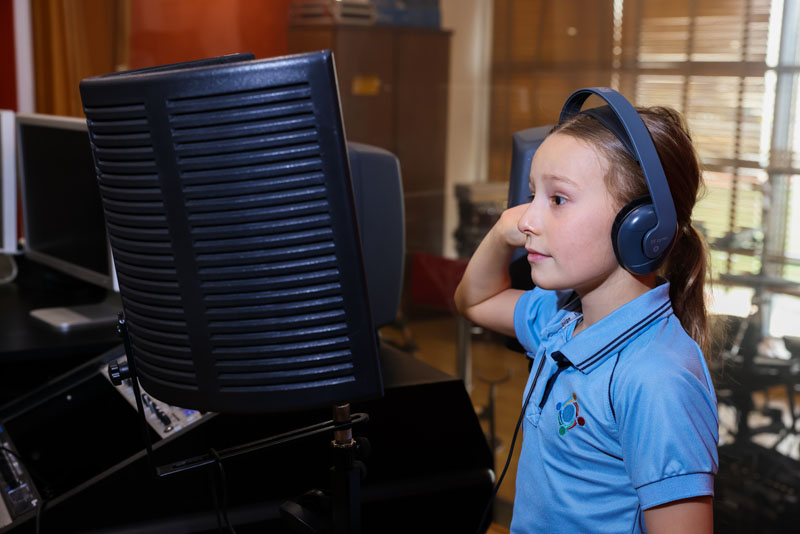 PYP Student in Recording Studio 2