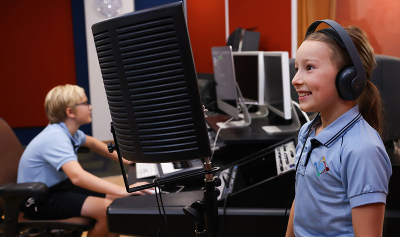 PYP Students in Recording Studio 9